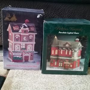 Set of two Dickens Keepsake porcelain lighted hous